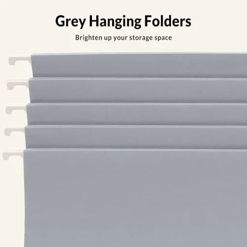 SUNEE Legal Size Hanging File Folders (9.2"x14.8") | 25 Pack, Gray, 1/5-Cut Tabs, Durable Office & Home Organization thumbnail 5