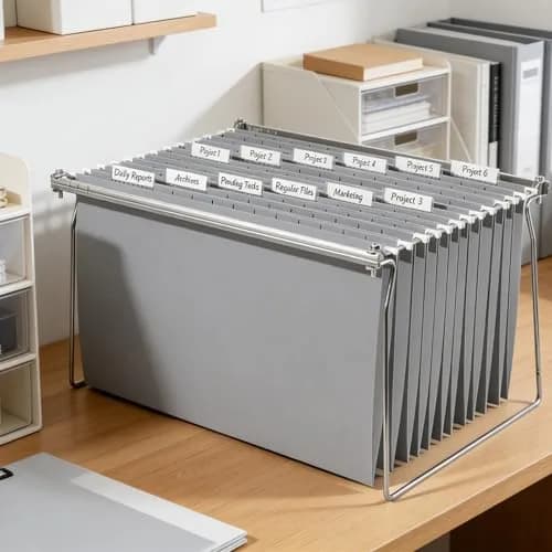 SUNEE Legal Size Hanging File Folders (9.2"x14.8") | 25 Pack, Gray, 1/5-Cut Tabs, Durable Office & Home Organization thumbnail 7
