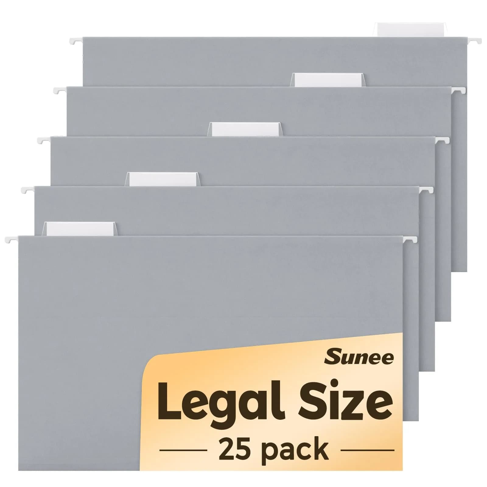 SUNEE Legal Size Hanging File Folders 9.2"x14.8" (25 Pack) | Morandi Colors, 1/5-Cut Tabs, 1" Expansion — Gray / 25
