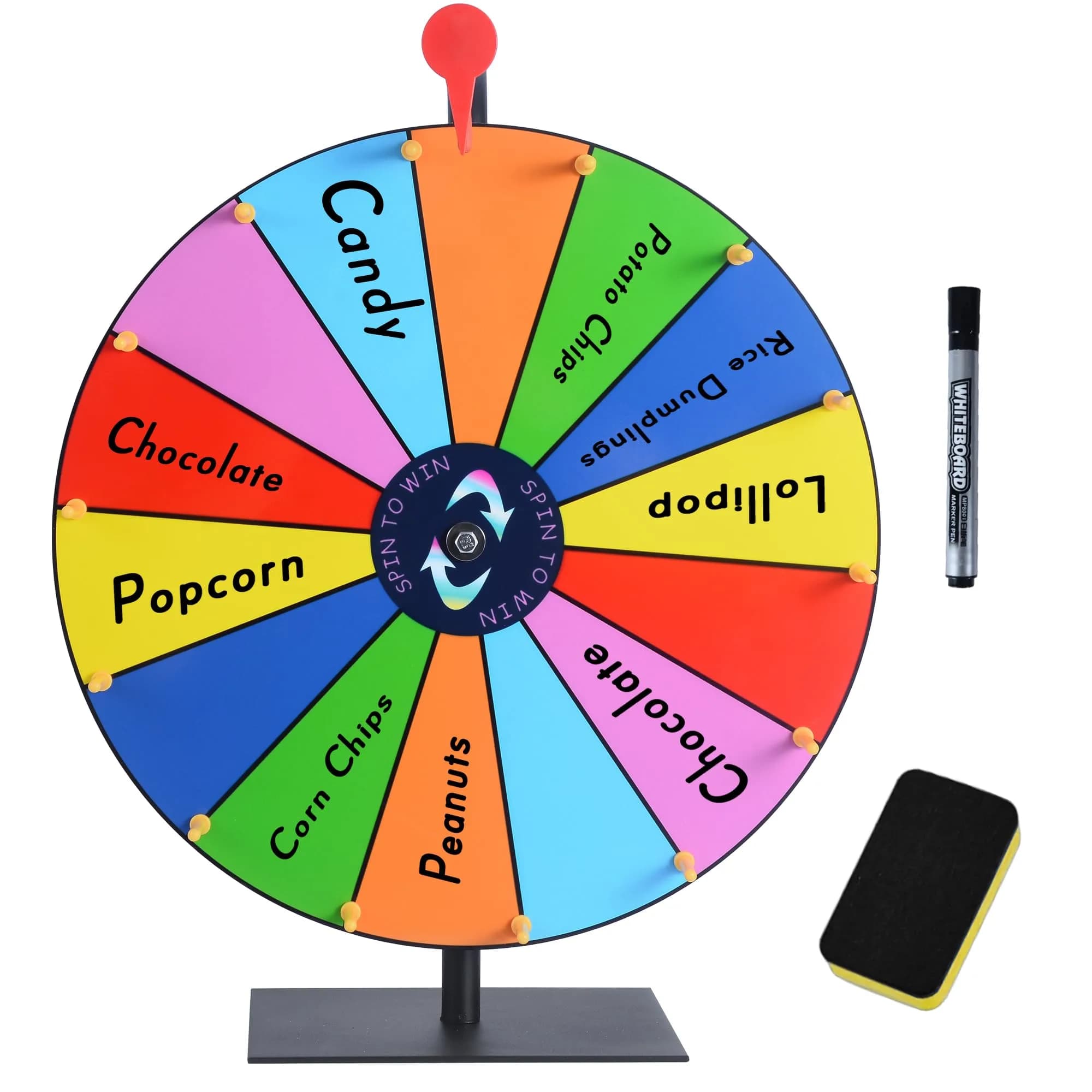 LRMBKM 16 Inch Heavy Duty Prize Wheel with 14 Slots & Dry Erase Surface | Fun for Parties & Events