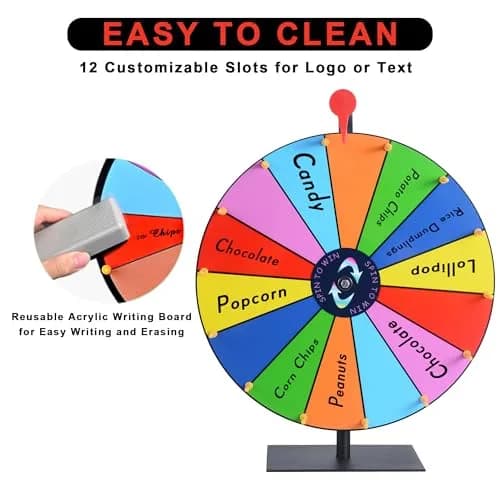 LRMBKM 16 Inch Heavy Duty Prize Wheel with 14 Slots & Dry Erase Surface | Fun for Parties & Events thumbnail 6