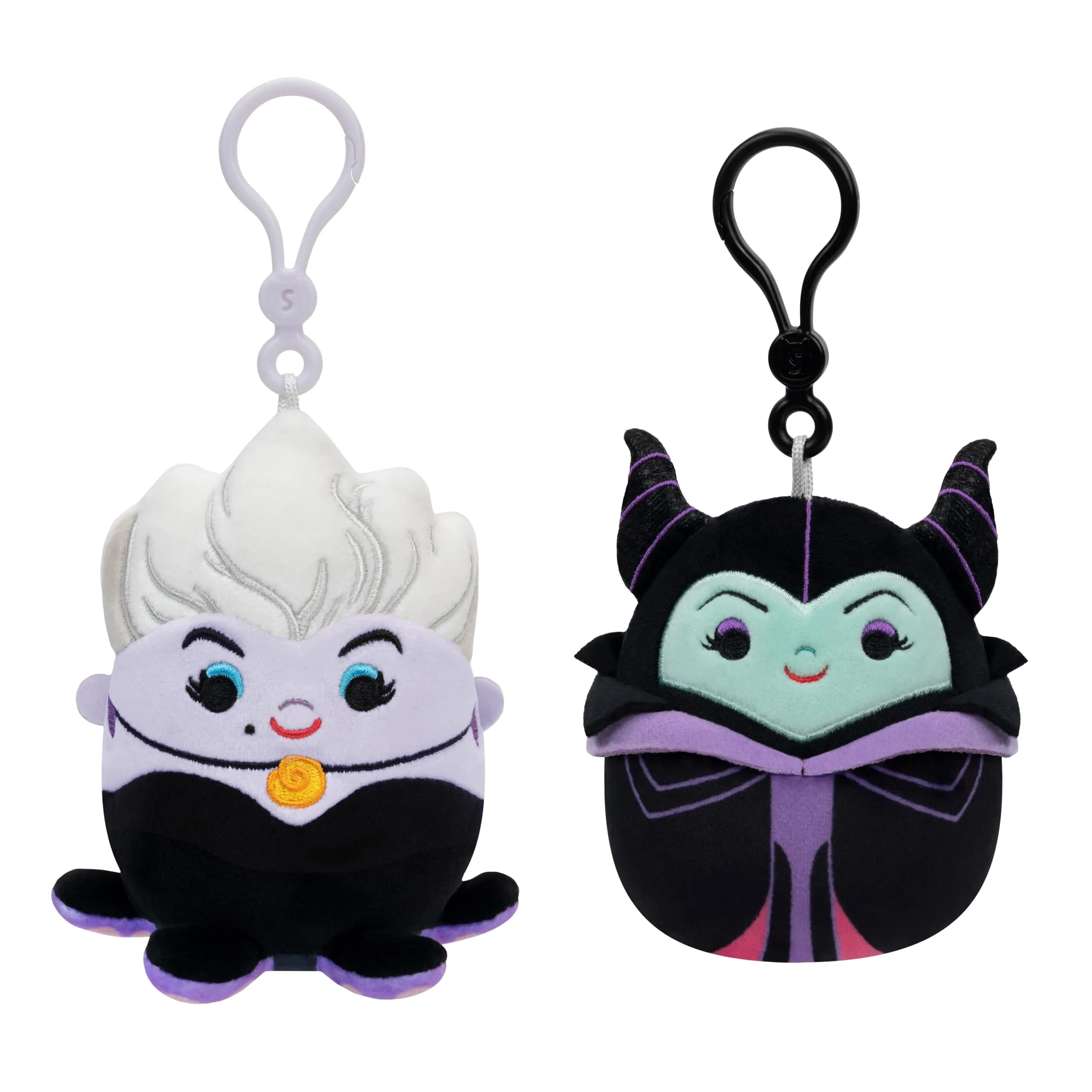 Squishmallows Original Disney Maleficent and Ursula Clip 2-Pack Plush 8.89cm (3.5in) | Official Jazwares Licensed Toy — Maleficent and Ursula