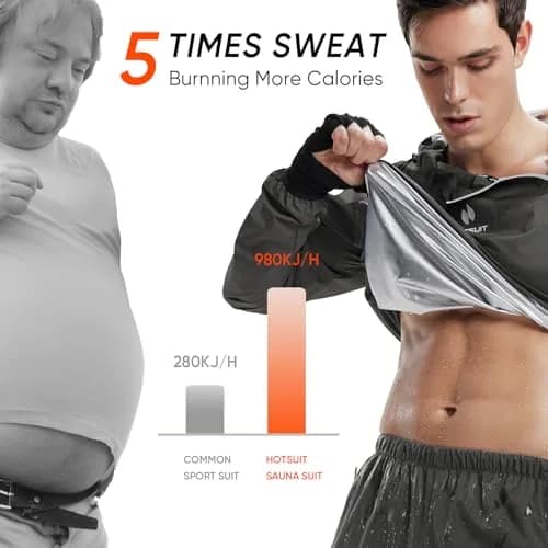 HOTSUIT Sauna Suit for Men Jacket & Pant Set XXL Dark Gray | Sweat-Inducing Workout Gear thumbnail 3