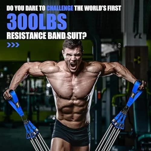 HPYGN Heavy Resistance Bands Set with Handles & Accessories - 420 lbs Max Resistance | 6 Bands, 2 Handles, Door Anchor, Ankle Straps, Carry Bag thumbnail 6