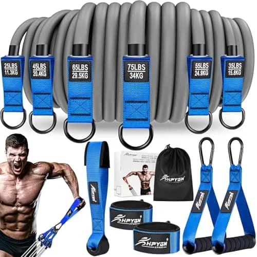 HPYGN 300lbs Heavy Resistance Bands Set with Handles, Door Anchor & Ankle Straps | 6 Levels for Muscle Training thumbnail 1
