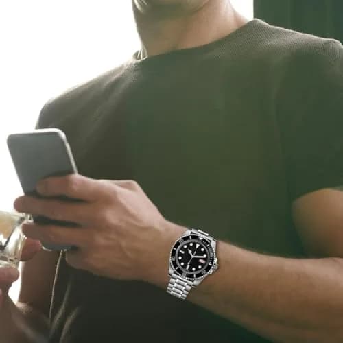 Juntan 20mm Stainless Steel Watch Band Silver | Quick Release Metal Bracelet with Double Folding Buckle thumbnail 5