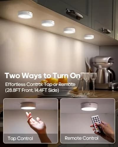 GOODEA.fun Rechargeable Puck Lights with Remote, 13 RGB Colors, 3 Pack | Modern LED Tap Lights for Cabinets & Shelves thumbnail 5