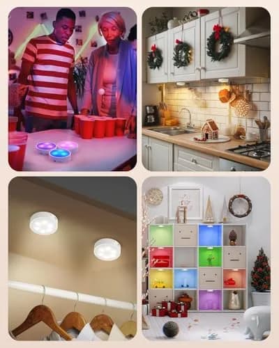 GOODEA.fun Rechargeable Puck Lights with Remote, 6 Pack White & 13 RGB Colors, 8.5cm (3.3in) Diameter thumbnail 7