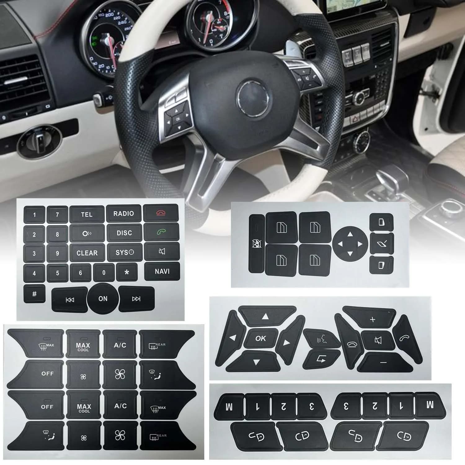ZSYGYGDKS Dash Button Repair Sticker Kit for Mercedes W204 2008-2014 | Easy Fix for Buttons — Black