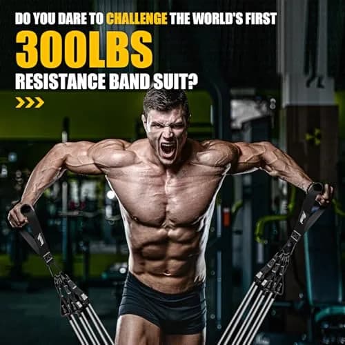 HPYGN Heavy Resistance Bands Set with Handles for Men | 300lbs Max Tension, 6 Levels thumbnail 3