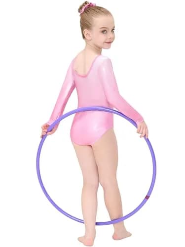Gogokids Girls Long Sleeve 3 Pcs Gymnastics Leotard Set with Shorts | Sparkling Rhinestone Design for Activewear thumbnail 5