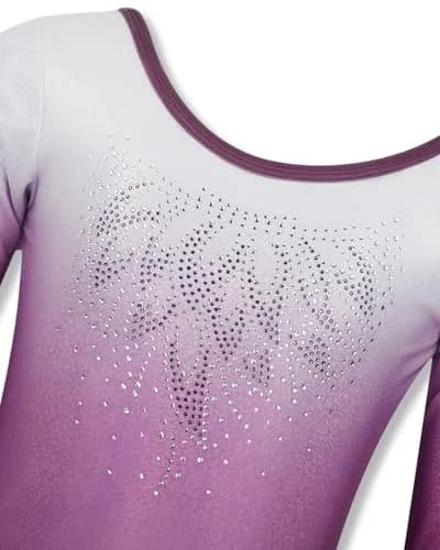 Gogokids Girls Long Sleeve 3 Pcs Gymnastics Leotard Set with Shorts | Sparkling, Durable & Comfortable for Active Kids thumbnail 3