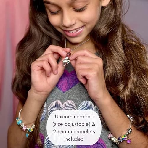 ABI + OLIE Kids Musical Jewelry Box for Girls 8-12 - Princess Castle Unicorn Theme with Charm Bracelets & Necklace, 18.5cm x 11.4cm x 10.9cm thumbnail 4