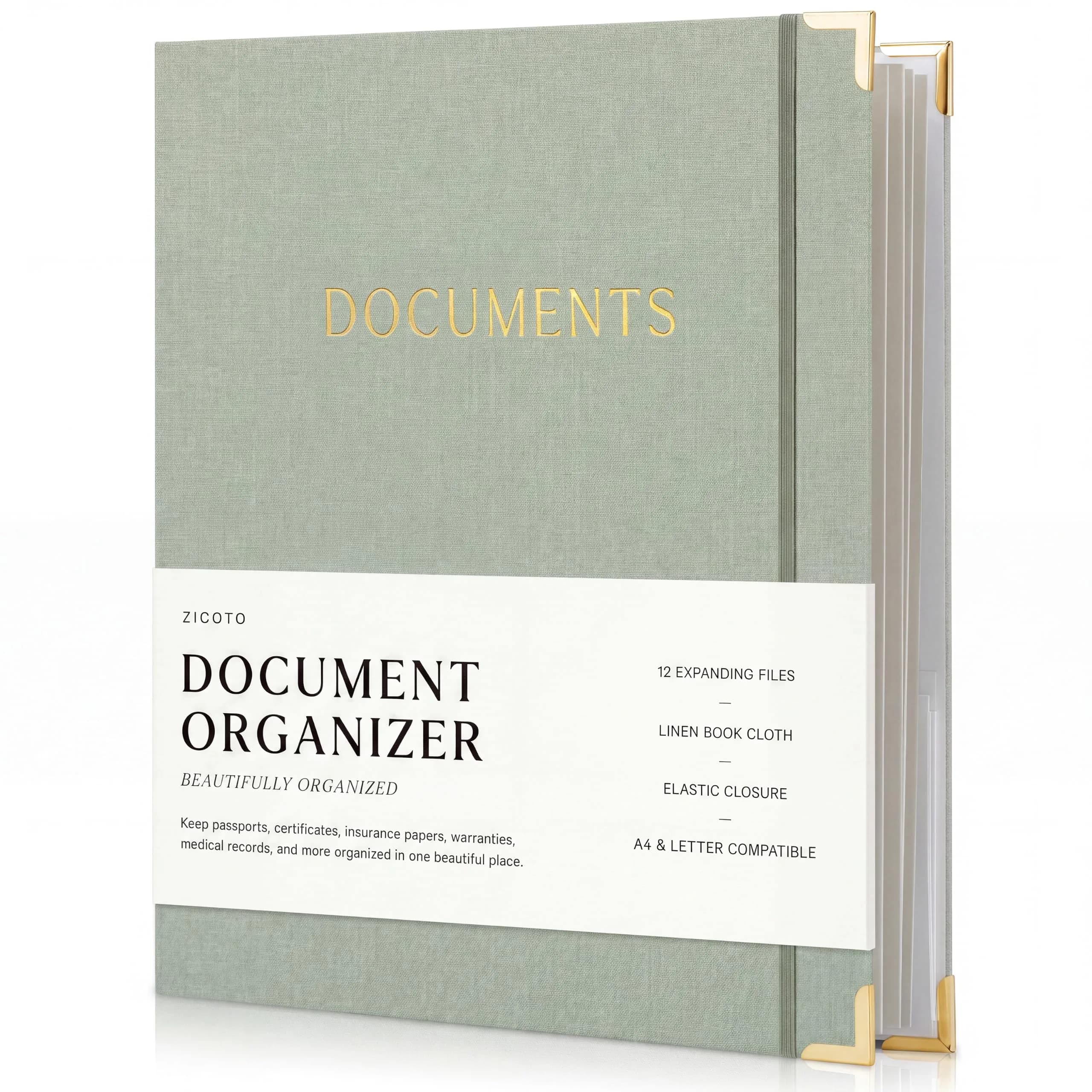 ZICOTO Important Document Organizer Set with Folders | Stylish Linen Ring Binder for Office & Home - main product image