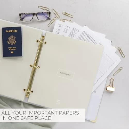 ZICOTO Important Document Organizer Set with Folders | Stylish Linen Ring Binder for Office & Home thumbnail 5