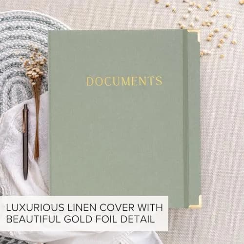 ZICOTO Important Document Organizer Set with Folders | Stylish Linen Ring Binder for Office & Home thumbnail 7