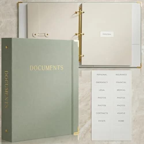 ZICOTO Important Document Organizer Set with Folders | Stylish Linen Ring Binder for Office & Home thumbnail 8