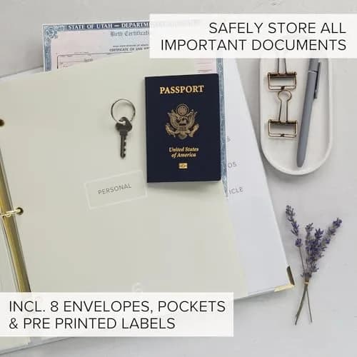 ZICOTO Important Document Organizer Set with Folders | Stylish Linen Ring Binder for Office & Home thumbnail 3