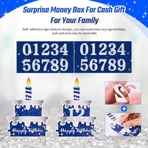 TOYEISHI Birthday Money Pull Box for Cash Gift with DIY Self-Adhesive Age Stickers | Creative Gift Box for Celebrations thumbnail 5