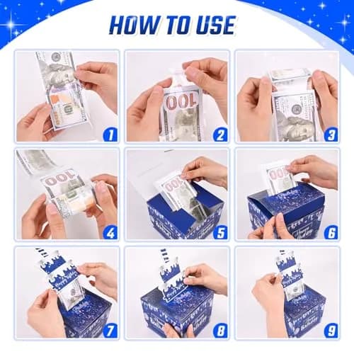 TOYEISHI Birthday Money Pull Box for Cash Gift with DIY Self-Adhesive Age Stickers | Creative Gift Box for Celebrations thumbnail 7
