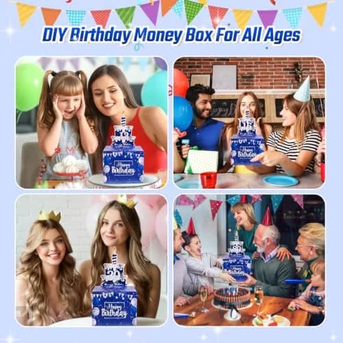 TOYEISHI Birthday Money Pull Box for Cash Gift with DIY Self-Adhesive Age Stickers | Creative Gift Box for Celebrations thumbnail 2