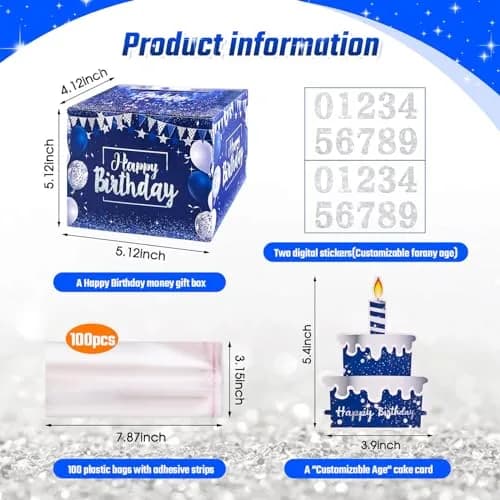 TOYEISHI Birthday Money Pull Box for Cash Gift with DIY Self-Adhesive Age Stickers | Creative Gift Box for Celebrations thumbnail 3
