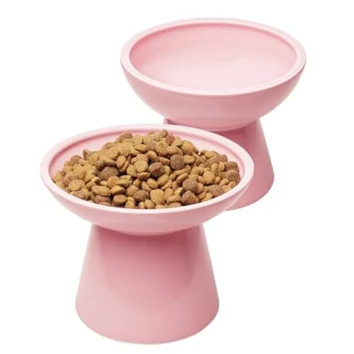 CEEFU 2-Pack Elevated Ceramic Cat Bowls Extra Wide for Food & Water | Whisker-Friendly, Heavy & Stable thumbnail 1