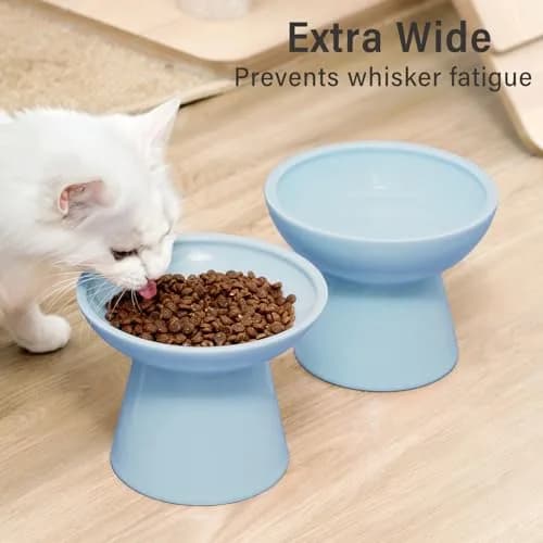 CEEFU 2-Pack Elevated Ceramic Cat Bowls Extra Wide | Whisker-Friendly, Durable & Stylish thumbnail 6