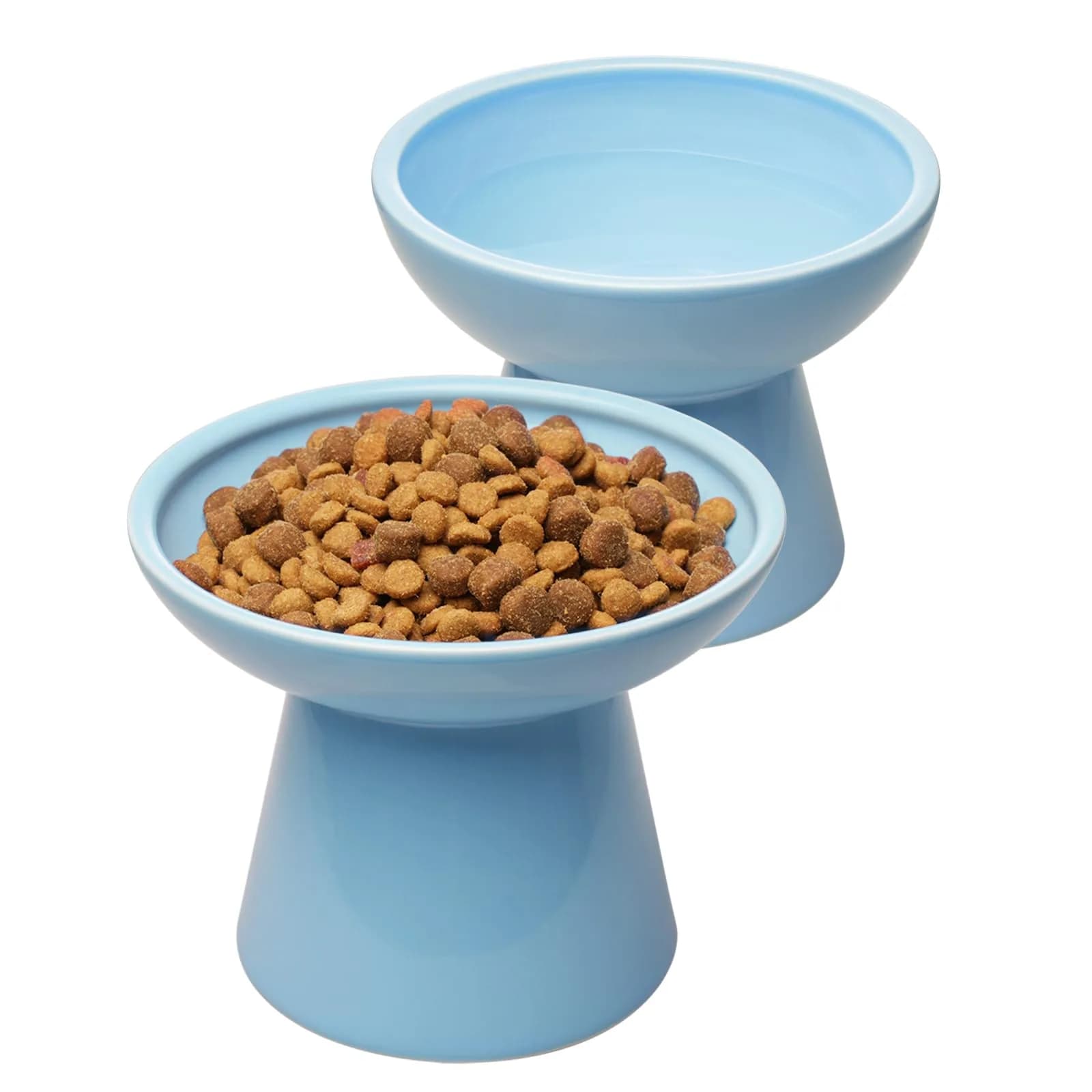 CEEFU 2-Pack Elevated Ceramic Cat Bowls Extra Wide | Whisker-Friendly, Durable & Stylish - main product image