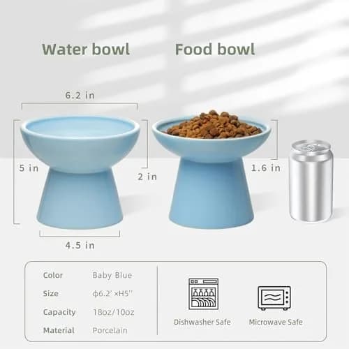 CEEFU 2-Pack Elevated Ceramic Cat Bowls Extra Wide | Whisker-Friendly, Durable & Stylish thumbnail 2