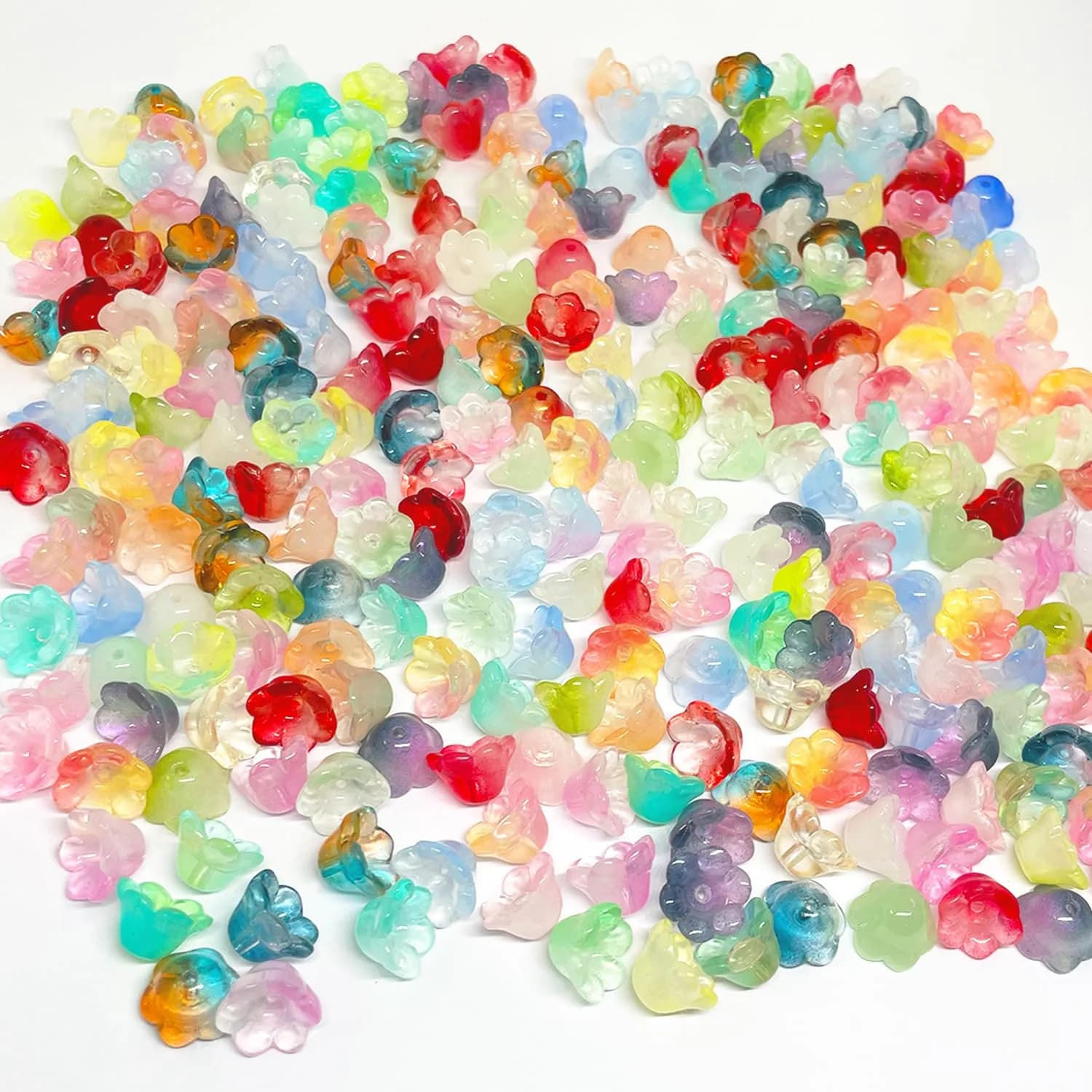 MaehSab 300 Pcs Glass Flower Beads 7x12mm | Assorted Colors for Jewelry Making - main product image