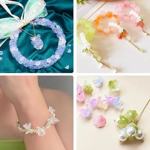 MaehSab 300 Pcs Glass Flower Beads 7x12mm | Assorted Colors for Jewelry Making thumbnail 5