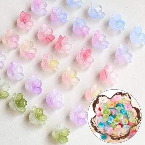 MaehSab 300 Pcs Glass Flower Beads 7x12mm | Assorted Colors for Jewelry Making thumbnail 6