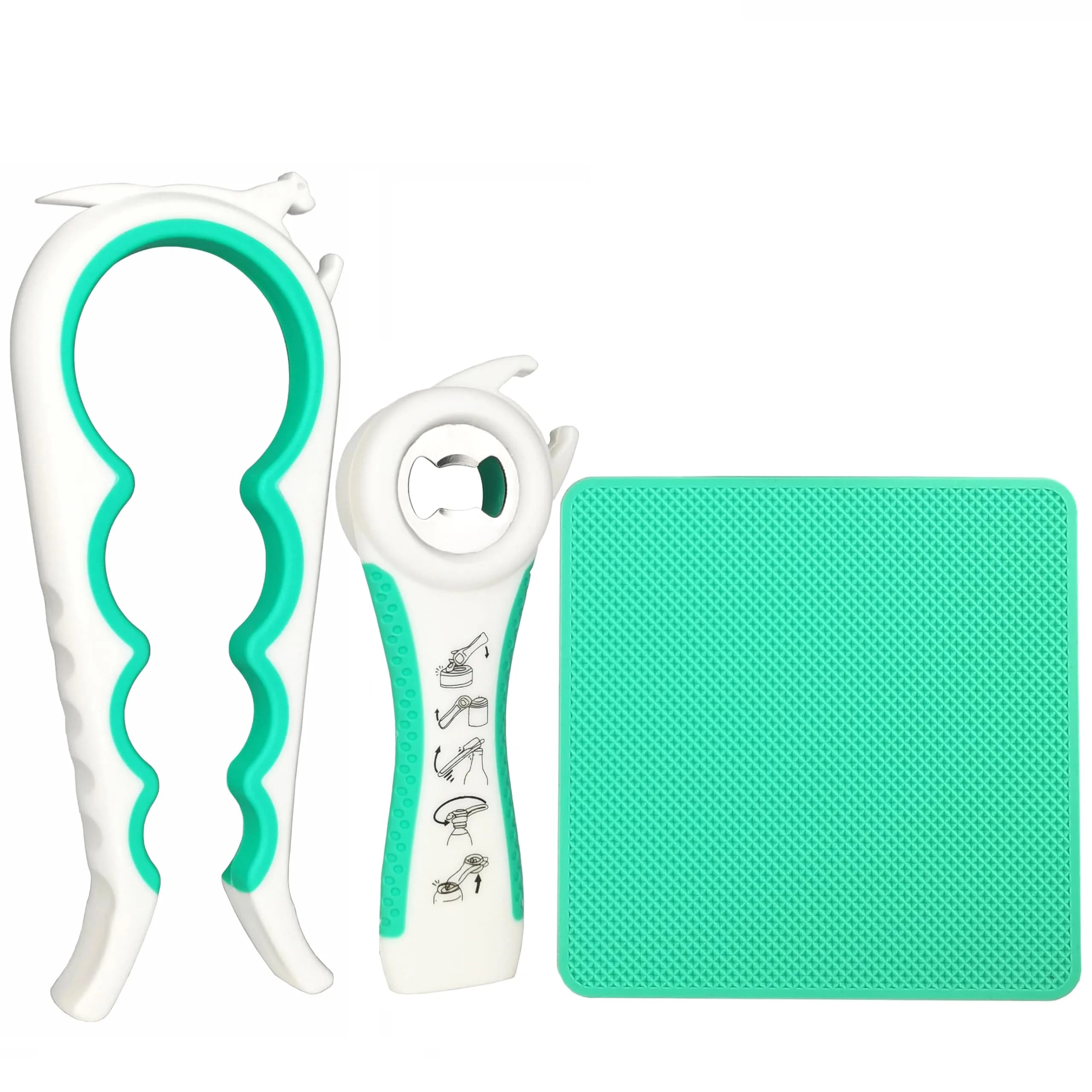 Otstar Jar Opener & Bottle Opener for Seniors with Arthritis, Weak Hands | Effortless Grip & Durable Design — White and Cyan