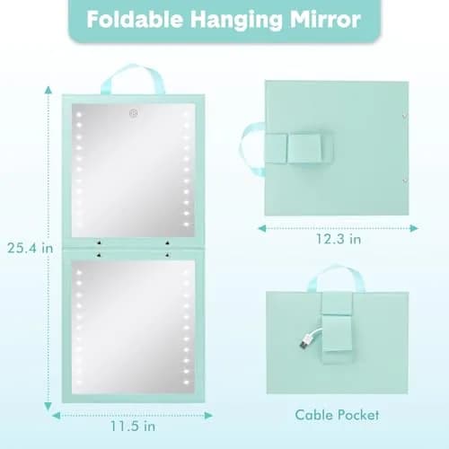 Fabuday Lighted Foldable Hanging Dance Mirror 31cm (12.3" L x 11.5" W) | Unbreakable Acrylic for Backstage & Travel thumbnail 7