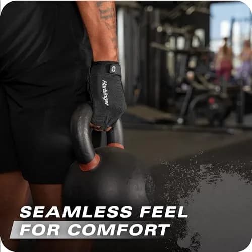 Harbinger Power Gloves 3.0 - Weightlifting Gloves with Adjustable Wrist, Breathable Leather Palm, Men's, Black, Medium thumbnail 5
