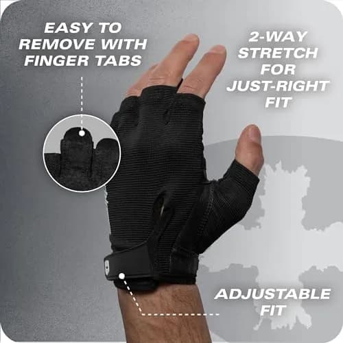 Harbinger Power Gloves 3.0 - Weightlifting Gloves with Adjustable Wrist, Breathable Leather Palm, Men's, Black, Medium thumbnail 8