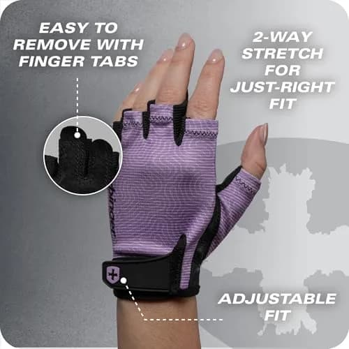 Harbinger Power Gloves 3.0 - Durable Half Finger Weightlifting Gloves with Adjustable Wrist, Breathable Leather Palm, Women's thumbnail 7