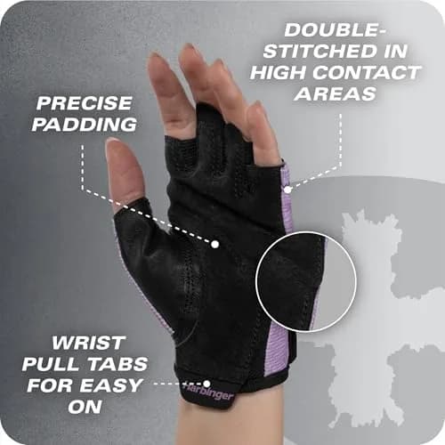 Harbinger Power Gloves 3.0 - Durable Half Finger Weightlifting Gloves with Adjustable Wrist, Breathable Leather Palm, Women's thumbnail 8
