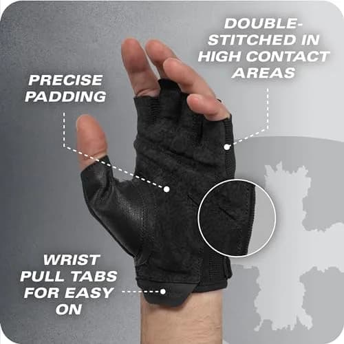 Harbinger Power Gloves 3.0 - Durable Half Finger Weightlifting Gloves with Adjustable Wrist Closure, Breathable Leather Palm, Medium thumbnail 7