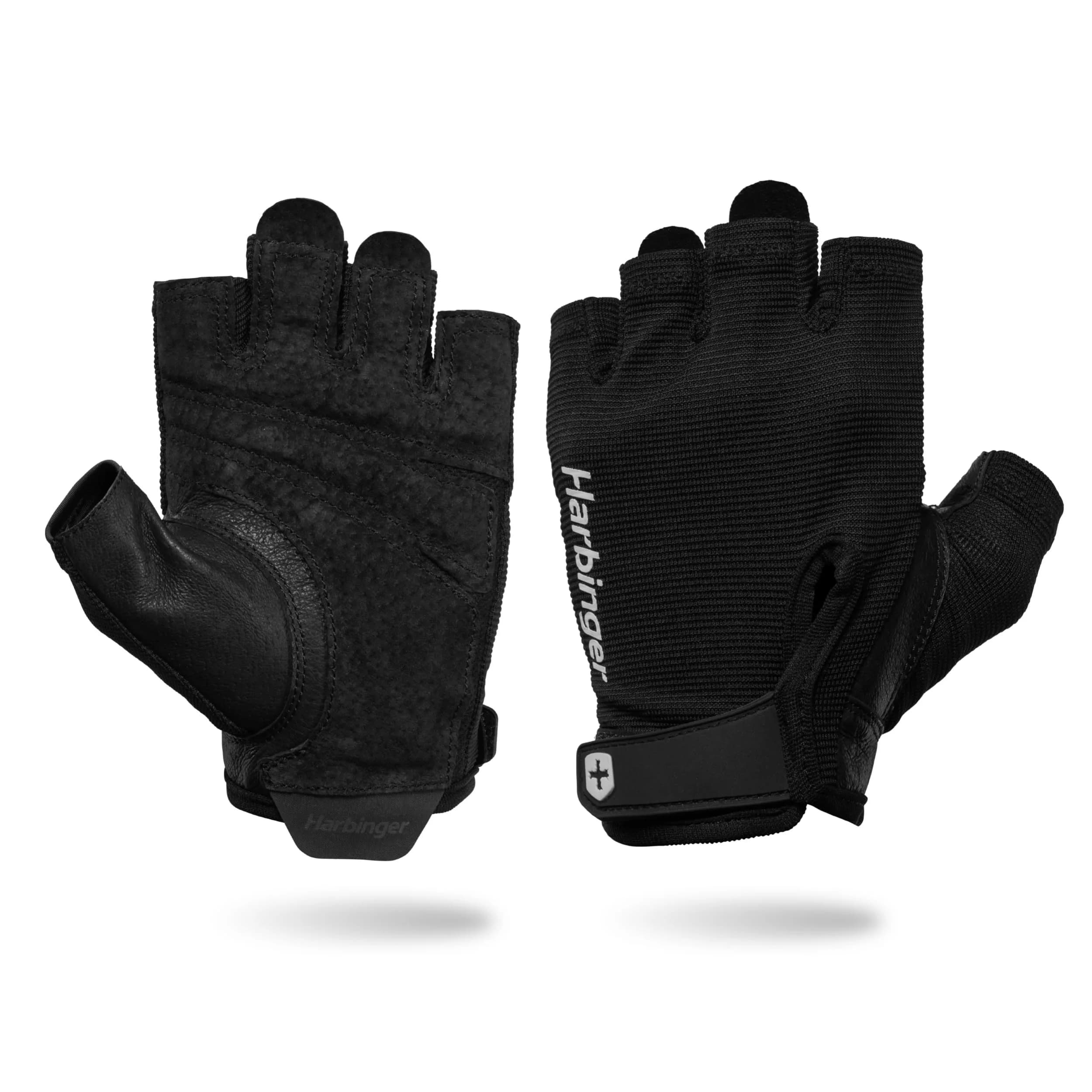Harbinger Power Gloves 3.0 - Weightlifting Gloves with Adjustable Wrist, Breathable Leather Palm, Men's, Black, Medium — Small