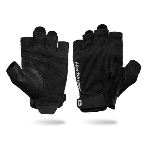 Harbinger Power Gloves 3.0 - Durable Half Finger Weightlifting Gloves with Adjustable Wrist, Breathable Leather Palm, Small thumbnail 1
