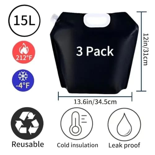 ARIESEE Black 5L Ice Bath Bags (3 Pack) | Leakproof Portable Cold Plunge Tubs for Muscle Recovery thumbnail 5