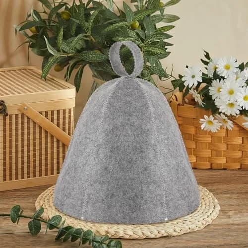 JaGely Sauna Hat for Men Women Russian Banya Cap, Gray, 1 Pcs | Heat-Resistant Sauna Headwear thumbnail 6