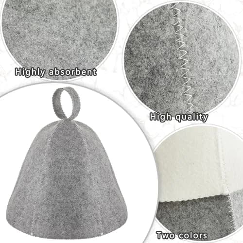 JaGely Sauna Hat for Men Women Russian Banya Cap, Gray, 1 Pcs | Heat-Resistant Sauna Headwear thumbnail 3