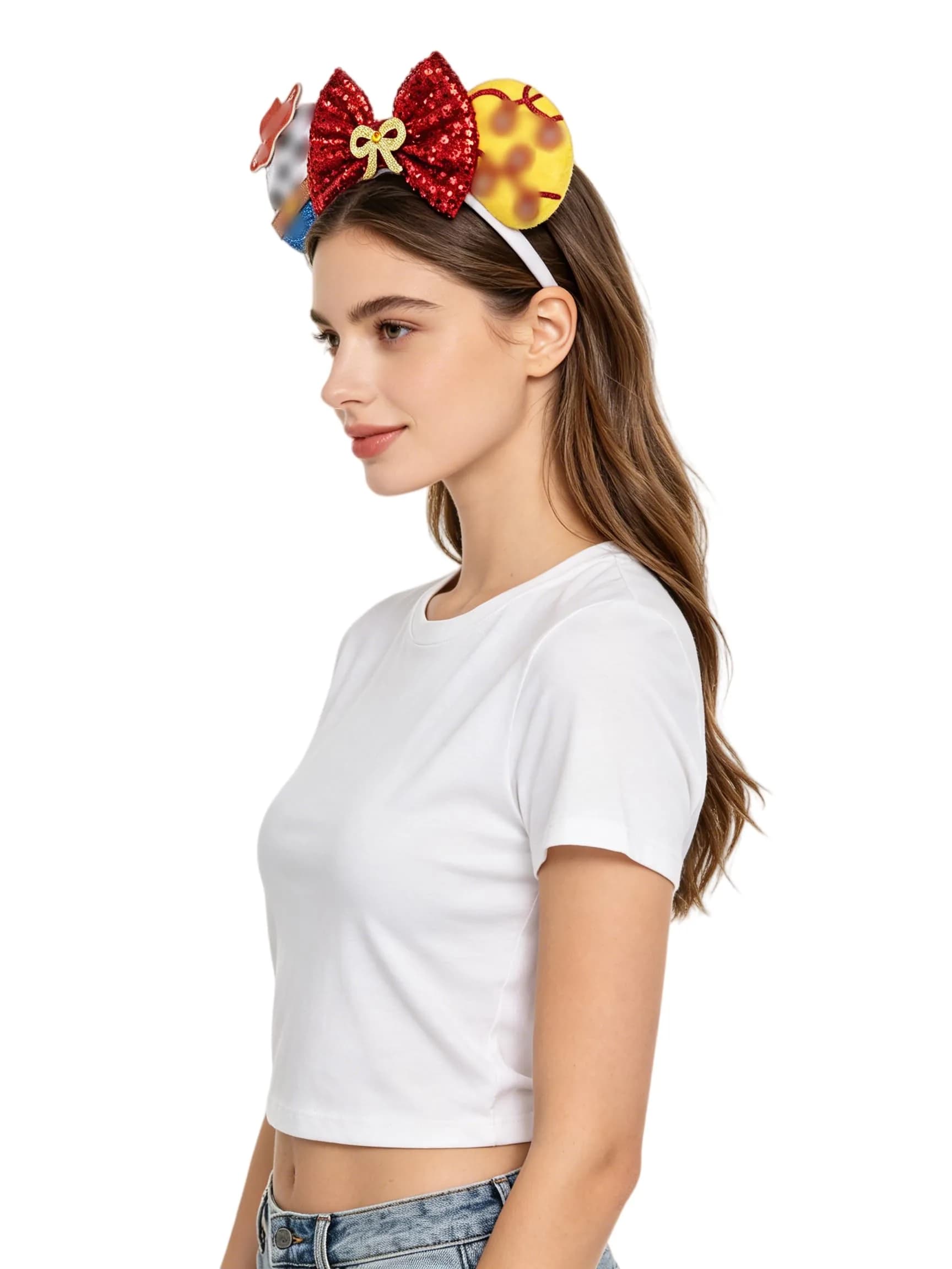 A Miaow Sparkling Headband Glitter Bow Hair Hoop Women Adults Butterfly Sequin Hair Clasp Costume (JS Story) - 22cm (8.7in)