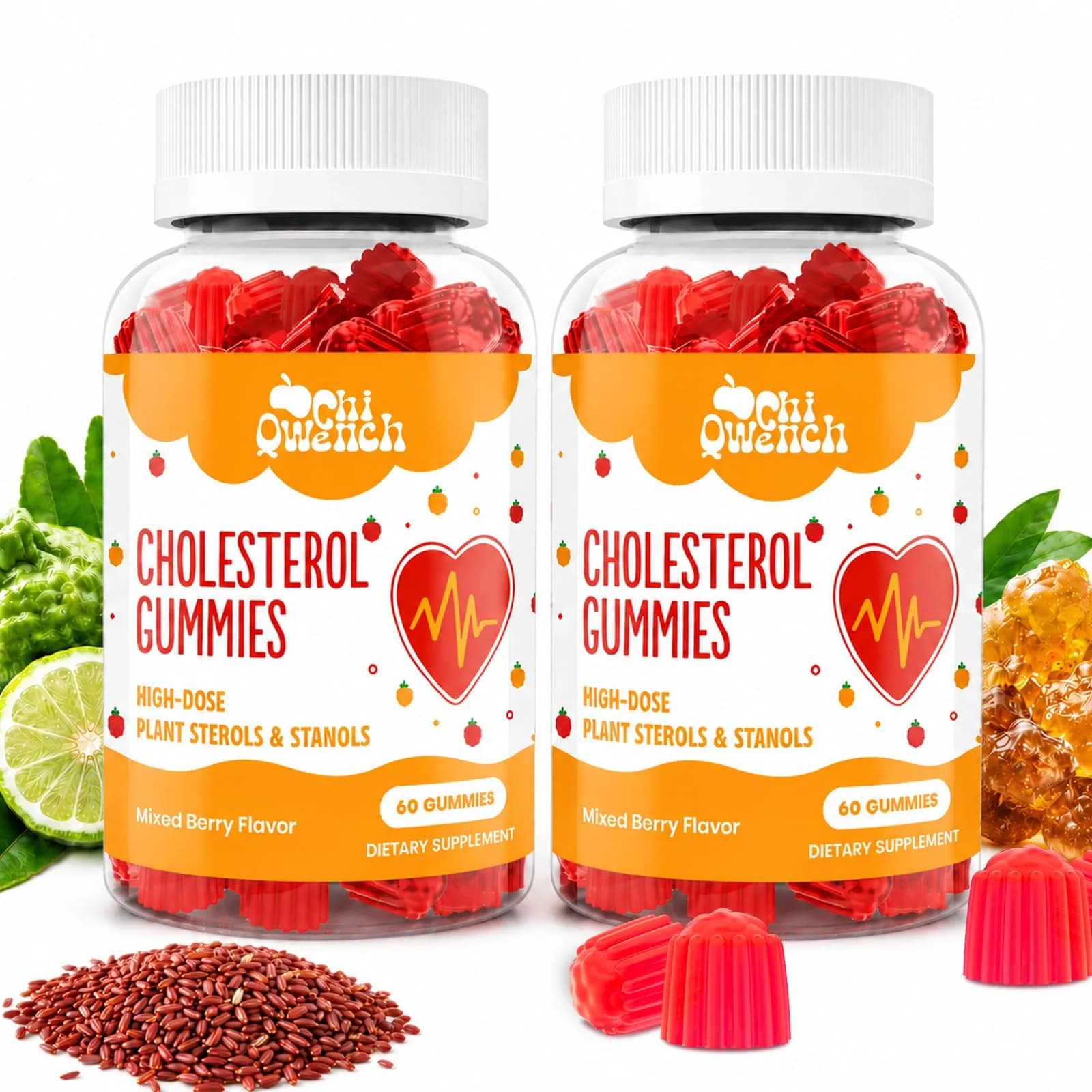 ChiQwench Cholesterol Support Gummies 120 Count | 1500 Mg Plant Sterols & Stanols for Normal Levels — No
