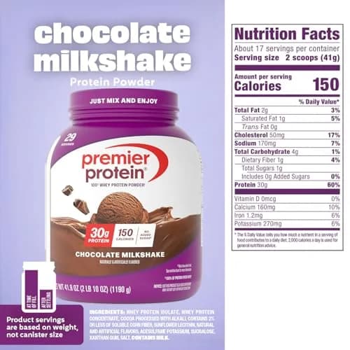 Premier Protein 30g High Protein Powder Chocolate 2.62 lb (1.19 kg) | 100% Whey Protein for Muscle Support thumbnail 6