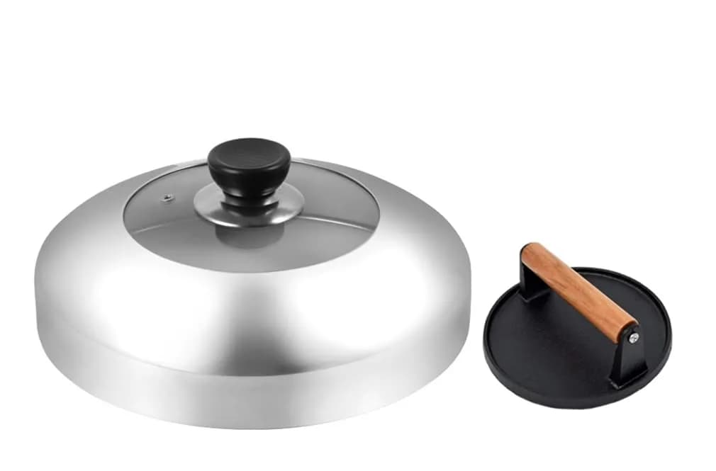 JNXHON Heavy Duty Cast Iron Burger Smasher & 11inch Melting Dome Cover | Indoor Outdoor Grilling Accessory