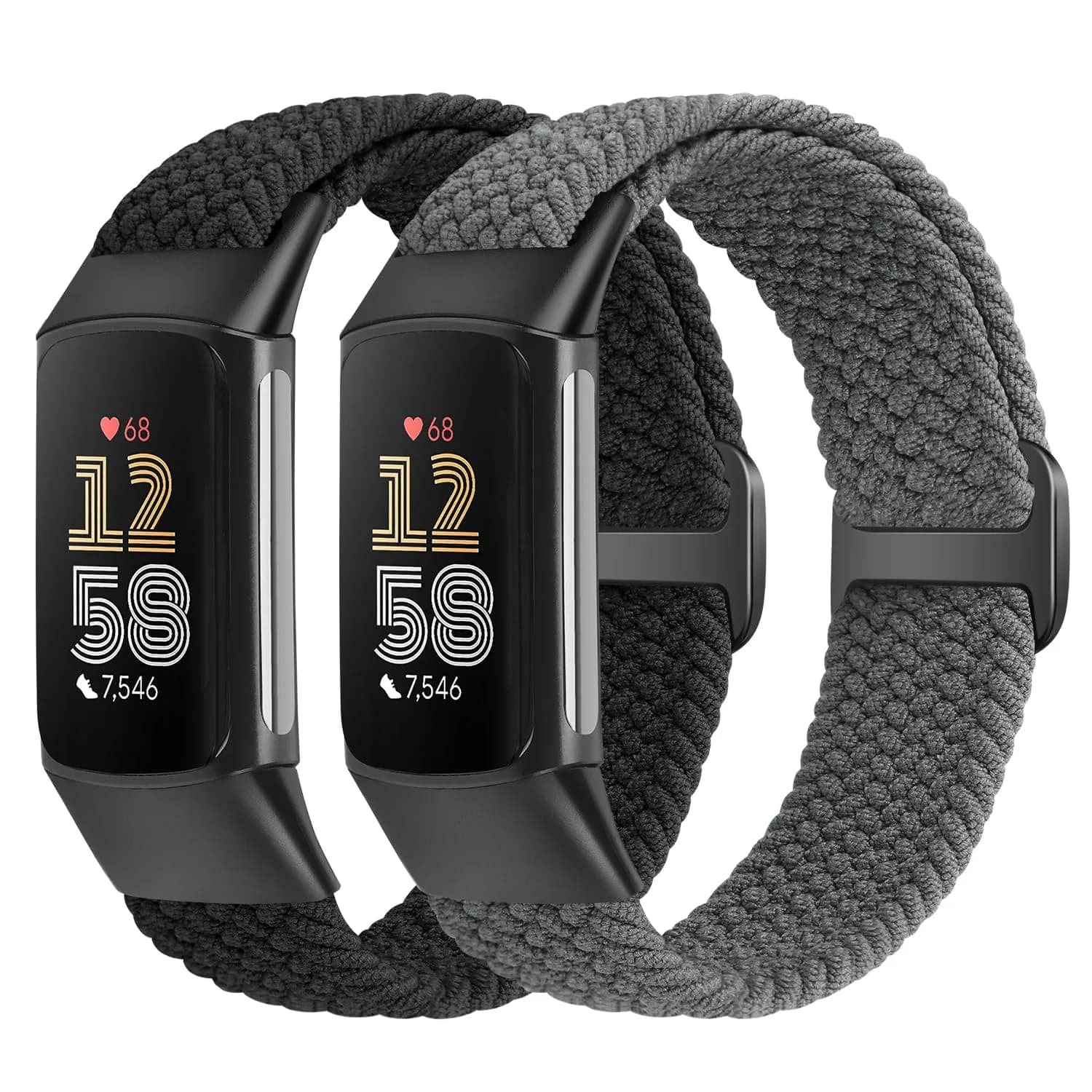 VNDAPT Elastic Braided Bands for Fitbit Charge 5 & 6 | Breathable, Adjustable Nylon Wristbands (20mm, 9.84 inches) - main product image